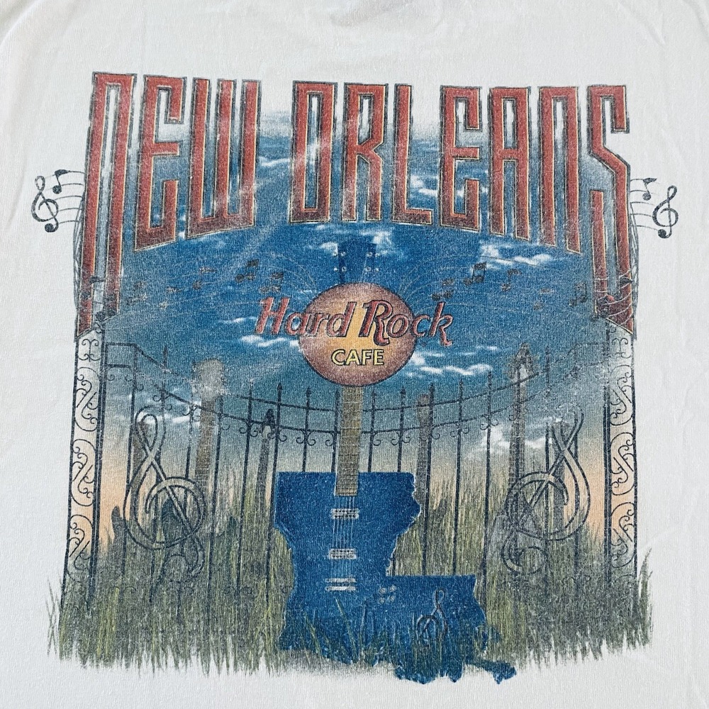 Hard Rock Cafe New Orleans Shirt Adult‎ Small Off White Vtg Y2k Double Sided Tee - Picture 2 of 16